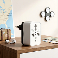 Adaptateur de voyage européen avec prise d'extension et 2 ports USB (DC 5V 1A) 10A 2 prises non-terrées 110-250V