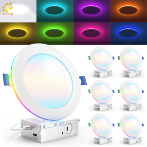Iluminación <span class=keywords><strong>LED</strong></span> Empotrada Inteligente AlexaGoogle, Panel <span class=keywords><strong>LED</strong></span> WiFi Sin Parpadeo, Downlight RGBCW Ultrafino de 6 Pulgadas con Luz Nocturna - Product Image 1