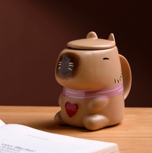 Mug Keramik Porselen Capybara Kartun Nordik Kreatif dengan Tutup, Dapat Digunakan Kembali, Portabel, Aman untuk Mesin Cuci Piring dan Microwave, Cangkir Kopi untuk Kantor dan Rumah - Product Image 4