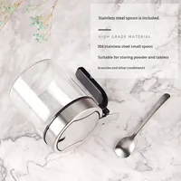 Dropshipping INest LH-006 Pot à épices avec cuillère Boîte à épices en verre étanche à l'humidité en stock
