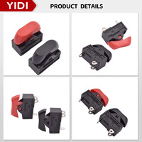Interrupteur à bascule en plastique de type bateau KCD1 10A 250VAC rouge et noir, 3 positions, 3 broches à souder, à verrouillage, 50 000 cycles, pour la maison