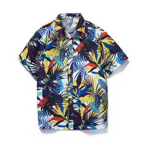 RTS Wholesale Polyester Fashion Printed Mens Summer Short Sleeve Aloha Beach Resort Hawaiian Shirts For Men