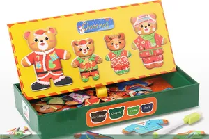 2025 nuovo arrivo bambini in legno di natale orso che cambia vestiti gioco Montessori <span class=keywords><strong>disegno</strong></span> educativo giocattoli di apprendimento per ragazze - Product Image 5