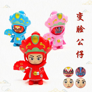 Muñecas de la Ópera de Sichuan con rostros intercambiables, llavero de plástico, juguete para niños y recuerdos turísticos - Product Image 2