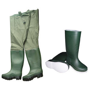 70D nylon PVC plastique vert tissu imperméable avec bottes en PVC hauteur des cuisses pantalon de pêche pataugeoire - Product Image 2