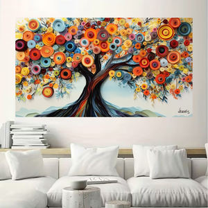 OEM キャンバス掛け絵 抽象的なカラフルな木、モダンな風景画ポスター＆ウォールプリント、ワンピースカスタマイズ - Product Image 6
