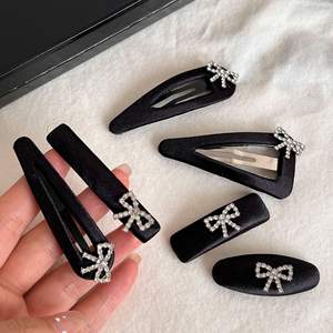 Pince à cheveux élégante avec nœud en strass français pour femme, pince latérale scintillante, accessoire capillaire - Product Image 2