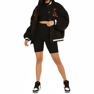 แจ็กเก็ตทีมตัวแทนของผู้หญิง, คอลเลคชั่นฤดูหนาวที่อบอุ่นแจ็คเก็ตสไตล์เลตเทอร์แมนลำลองและทันสมัย - Product Image 1