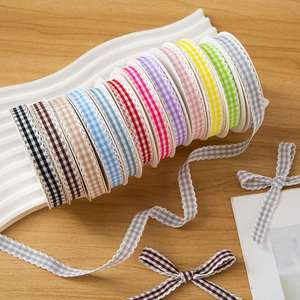 1CM Candy Macaron Color DIY Hair Accessories Satin Ribbon Wave Edge Hair <b>Clips</b> with Bowknot Plaid Lace Design - Product Image 1