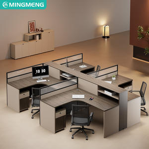 Bureau de direction moderne en forme de L, bureau informatique pour employés, bureau administratif durable avec cloison et armoire de rangement - Product Image 1