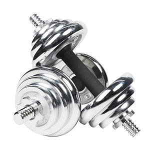 Ensemble d'haltères de 20 <span class=keywords><strong>kg</strong></span> avec disques de poids en <span class=keywords><strong>fonte</strong></span>, poignée dentelée, attaches étoiles et tube de connexion pour entraînement en salle de sport - Product Image 2