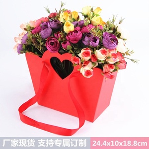 Boîte à fleurs portable rigide en forme d'extraterrestre de couleur unie de haute qualité avec poignée de ruban de stratification mate Rose Saint Valentin - Product Image 2