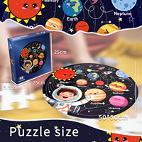 Puzzle géant personnalisé en papier pour le sol, 57 pièces, impression du système solaire, planètes, puzzles ronds pour le sol pour enfants