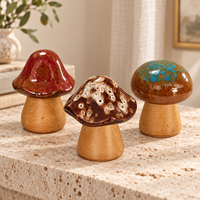 Ensemble de 3 décorations en céramique en forme de champignons, figurines émaillées faites à la main, motif végétal, style bohème rustique, ornements de table pour la maison, Ramadan