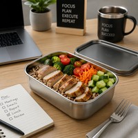 Boîte à lunch portable en acier inoxydable 304, étanche et écologique, récipient réutilisable pour la randonnée, le pique-nique et les activités de plein air (vente en gros)
