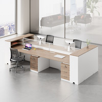 BGZ-248X Ensemble bureau et chaise pour personnel, poste de travail de bureau moderne et simple pour six personnes, en forme de T, en bois, pour ordinateur