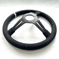 Volant de course Deluxon pour rallye, 14 pouces, profondeur 35 mm, premium, avec bande blanche, 3 branches, en Alcantara, facile à utiliser