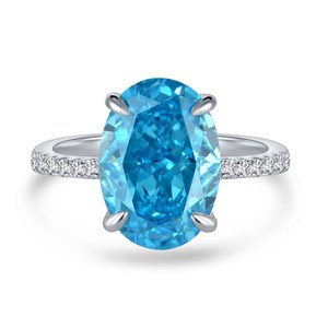 Anillo de Plata de Ley S925 Estilo Europeo <span class=keywords><strong>Americano</strong></span> para Mujer, Circonita Azul Corte Radiante, Joyería Deslumbrante, Accesorios al por Mayor - Product Image 5
