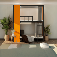 Lit superposé modulaire moderne personnalisé avec rideau d'intimité, lit mezzanine en acier pour 2 personnes, pour hôtel/auberge, taille et couleur personnalisées