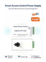 Alimentation pour contrôle d'accès intelligent Tuya WiFi, AC110-240V vers DC12V 3.9A, contrôleur d'accès avec déverrouillage à distance par application Wiegand RS485