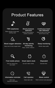 Correa de reloj de pulsera inteligente S9 con auriculares Bt con auriculares Tws, pulsera inalámbrica <span class=keywords><strong>para</strong></span> auriculares - Product Image 4