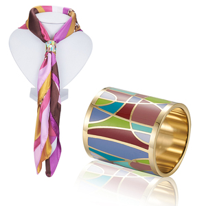 Anneau de fermeture d'écharpe en acier inoxydable émaillé coloré personnalisé à la mode pour dames Anneau de manche élégant en acier inoxydable-pour cadeau - Product Image 5