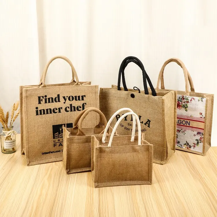 New Hot Selling Wholesale Fashion Eco Reusable Bag Strong Custom Logo Shopping Bags Jute Tote Bag For Man And Women