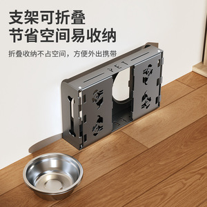 Bol pliable en acier inoxydable pour animaux de compagnie, anti-renversement, pour chien et chat, mangeoire à alimentation lente, forme carrée X04 05 - Product Image 5