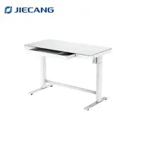JIECANG-طاولة مكتب مع أدراج, لوح زجاجي مقسى أعلى من الزجاج المقسى ، ارتفاع كهربائي قابل للتعديل PC ، طاولة مكتب مع أدراج