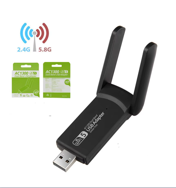 USB WiFi Adapter Driver-Free 1300Mbps Dual Band 5.8G & 2.4G USB 3.0 Interface for PC 5GHz Frequency for Desktop & Laptop