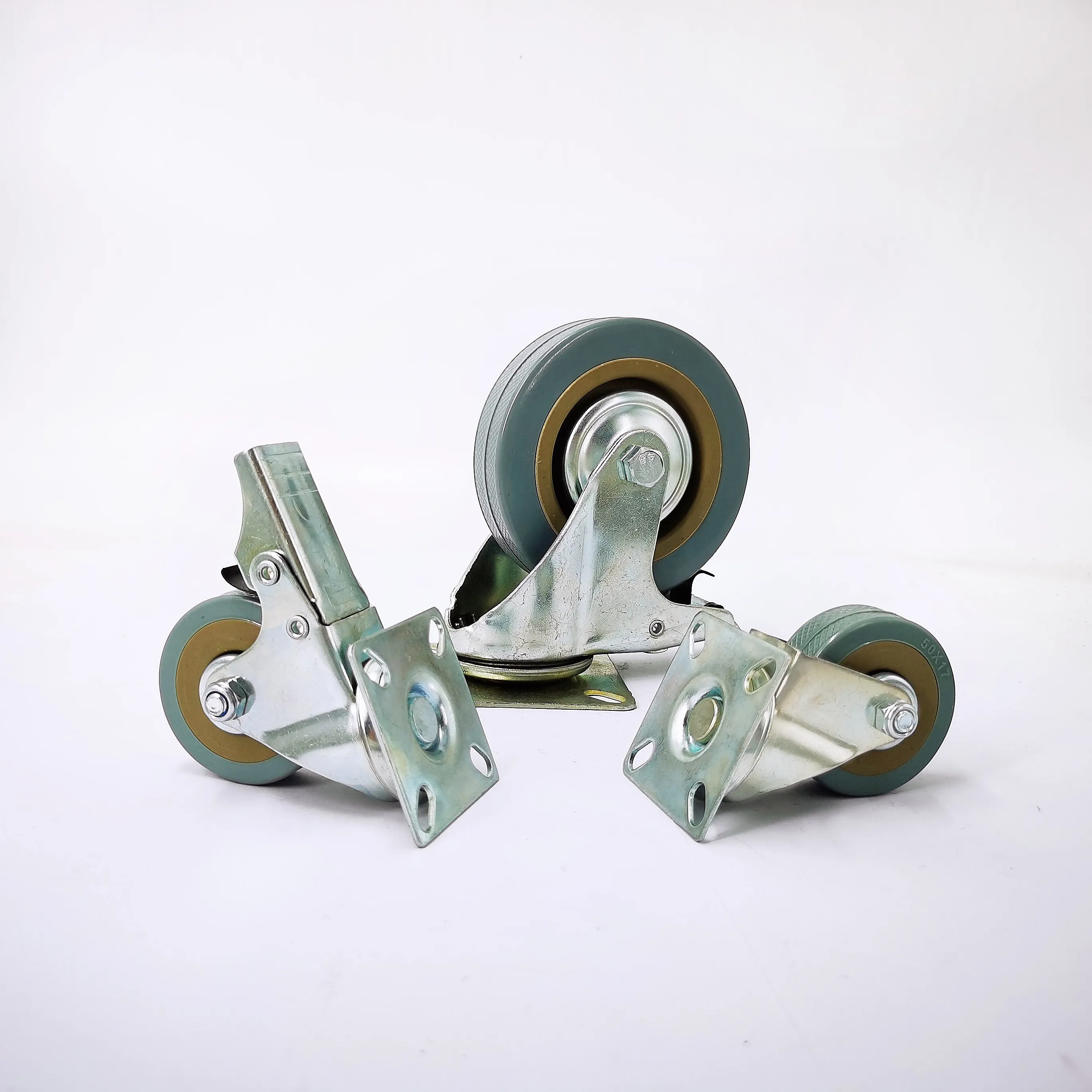Good Sale Gray Rubber Caster 50/75/100mm 2/3/4 zoll Wheel pvc roller fest swivel mit bremse caster rad Manufacturer