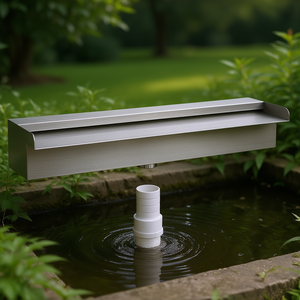 Déversoir en cascade en acier inoxydable de 11,8 pouces avec connecteur de tuyau pour fontaine de jardin, utilisation extérieure - Product Image 2
