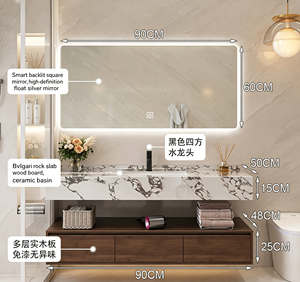 Wall Mounted Sink Cabinet With Double Layer Mute Drawers Bathroom <b>Mirror</b> Light Cabinet Furniture <b>Vanity</b> Bathroom Cabinet - Product Image 5