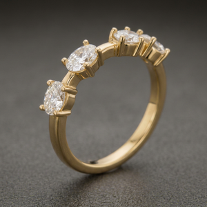 Anillo Apilable Minimalista de Cuatro Ovaladas Orientadas al Este y Oeste, Oro Amarillo de 14K, Certificado IGI, Chapado en Rodio, Anillo de Aniversario, Personalizado OEM - Product Image 1