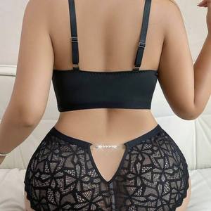 2026春季OEM批发女式大码性感内衣套装蕾丝丁字裤网纱透视蕾丝内衣文胸套装内衣 - Product Image 2
