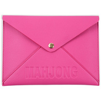 Porte-cartes en cuir PU style enveloppe avec bouton-pression, pochette de rangement pour cartes de règles de Mahjong, sac d'accessoires de Mahjong de voyage