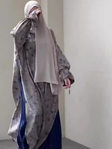 Zifeng OME Middle East donna stampa ampio abito Design rilegatura polsino sotto la gonna Smock a fessura - Product Image 5