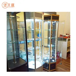 Customized Fashion Design Hexagonal Rotating Glass Display Cabinet Accessories Display Showcase Glass Display Showcase Cabinet