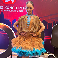 Costume de compétition de danse latine sur mesure Vennystyle |   Vêtements de scène ornés de franges, de strass et de motifs floraux