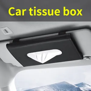 Hot Style Car Portable Tissue Storage Cover Car Sun Visor Hanging Leather Tissue Bag Car Sun Shield Tissue Box