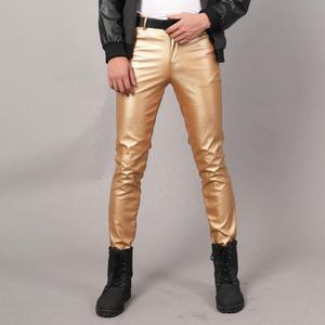 Pantalons en cuir pour hommes, coupe skinny, élastiques, mode, streetwear, moto, grandes tailles, jeans pour hommes - Product Image 1