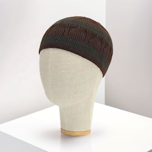 Chapeau Kufi en crochet rayé avec motif pour homme, bonnet tricoté pour hommes musulmans, chapeaux et casquettes ethniques durables, lavables et réutilisables - Product Image 1
