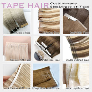 SHE Grueso Doble dibujado Cutícula Alineada Balayage Cabello humano ruso Cinta de seda invisible en extensiones al por mayor - Product Image 5