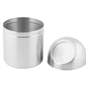 Mini Trash Can Round Flip Top Car Garbage Bin Small Desk Storage Container Silver Color 0.29KGS Weight - Product Image 2