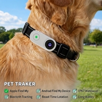 USMILEPET Пластиковый водонепроницаемый GPS-трекер для животных IP67 с камерой, совместимый с Android Find My Hub, HD-камера 1080P для ошейника собак