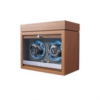 Remontoir de montre en bois de noyer avec plateau à bijoux intégré et fonction de sécurité anti-chute pour bagues et bracelets, boîte de rangement à 2 emplacements
