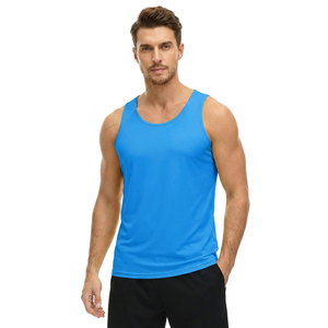 Débardeur décontracté pour homme, personnalisé avec logo, respirant, séchage rapide, extensible, léger, tricoté, couleur unie, pour fitness et entraînement - Product Image 2