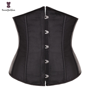 Women Fish Boned Elastic Tummy Control Satin Underbust Top <strong>Lace</strong> <strong>up</strong> Boned Waist Training <strong>Corset</strong> With Lacing Ribbon - Product Image 1