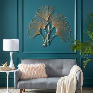 Designer Golden Metal <b>Leaf</b> <b>Wall</b> Art Elegant Floral <b>Wall</b> <b>Decor</b> Modern Luxury Home Decoration for Living Room Bedroom Interior - Product Image 5