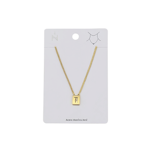 Angelina Pendant Necklace Gold Plated <b>Box</b> Chain <b>Letter</b> R Minimalist Unisex Everyday Wearing - Product Image 1